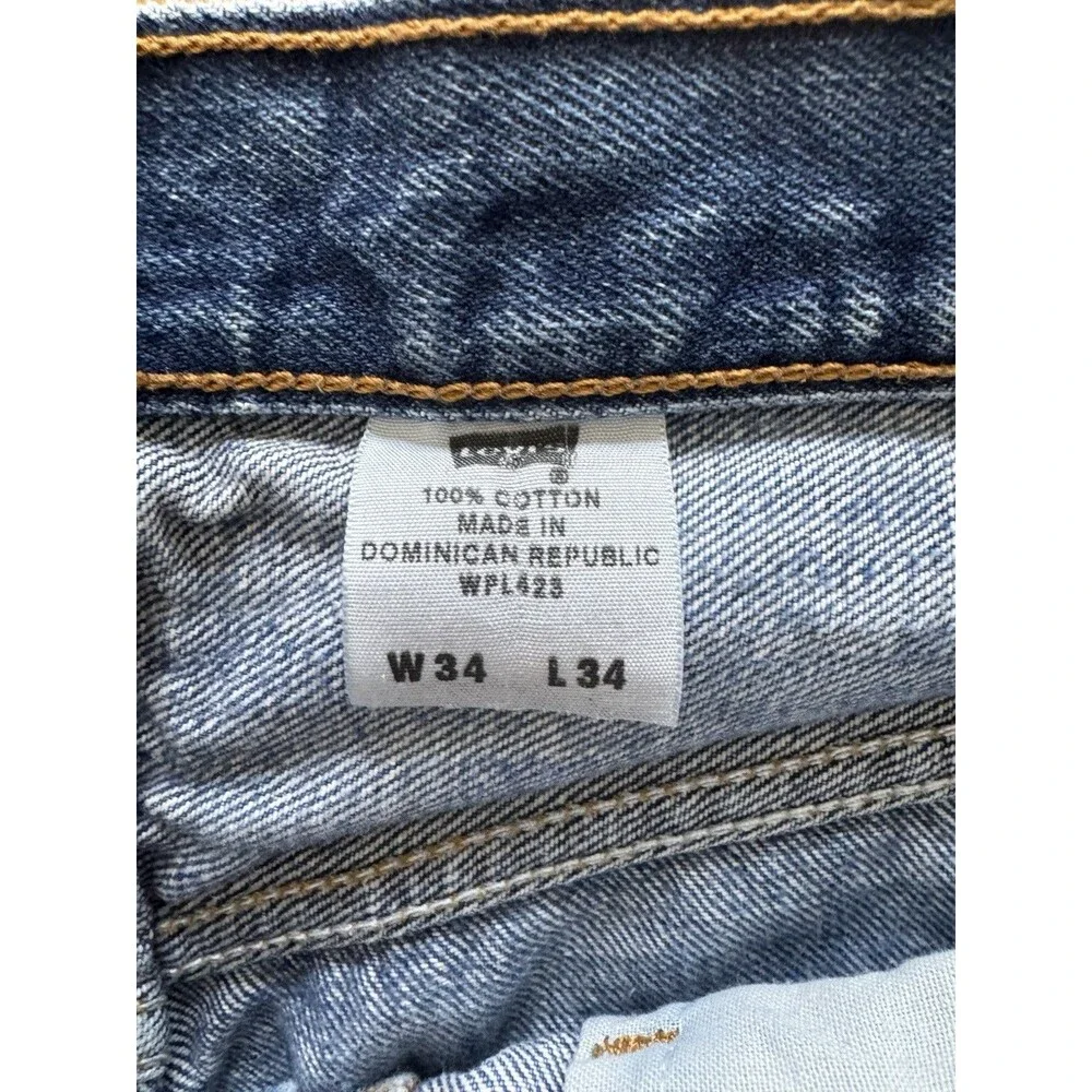 Levis 501 Original Fit Jean Mens 34x34 Thrash Distressed Shred Blue Y2K (32x33)